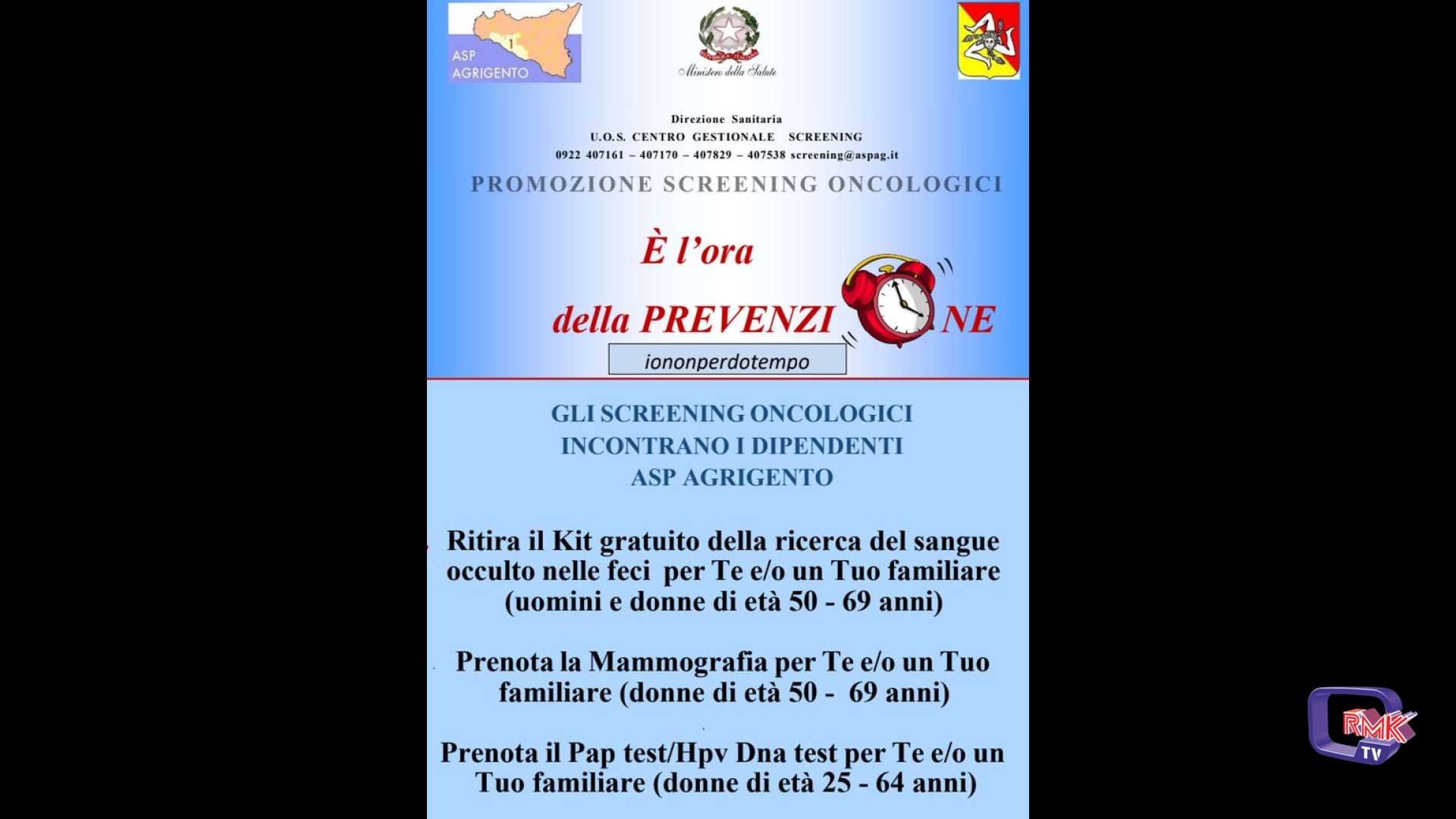 Asp Agrigento, dipendenti coinvolti negli screening oncologici per dare il buon esempio